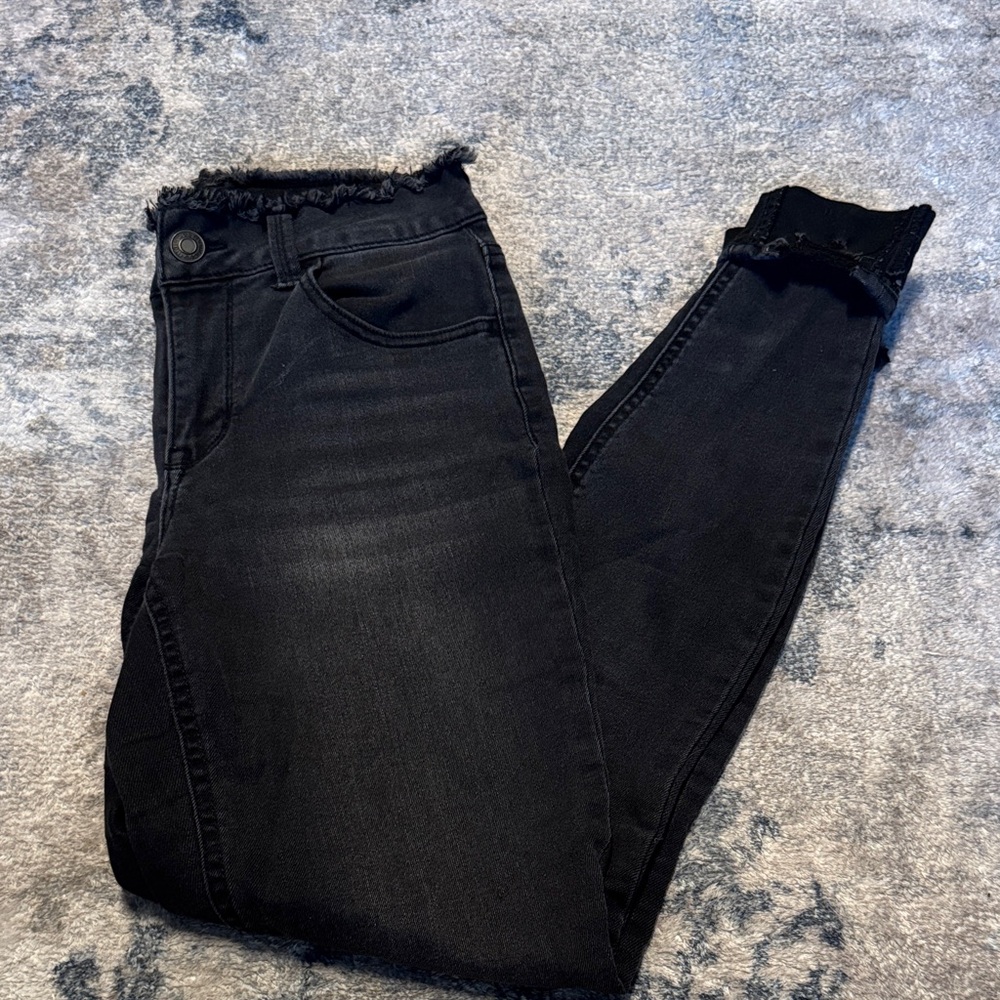 Maurices Black Ankle Jeans with Frayed Hem